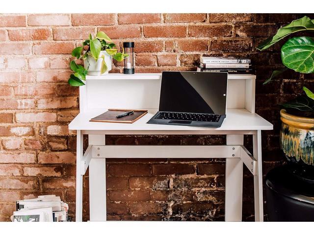 OneSpace Lennox Hutch Computer Desk, Small Desk for Home Office, Compact Writing Desk, White