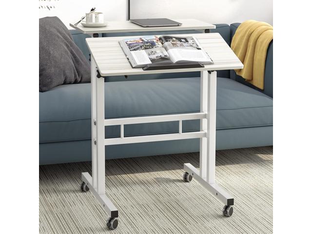 DlandHome Mobile Standing Desk Stand Up Desk Rolling Desk, Stand Sit Desk Mobile Computer Desk Adjustable Standing Desk 23.6inches Table...