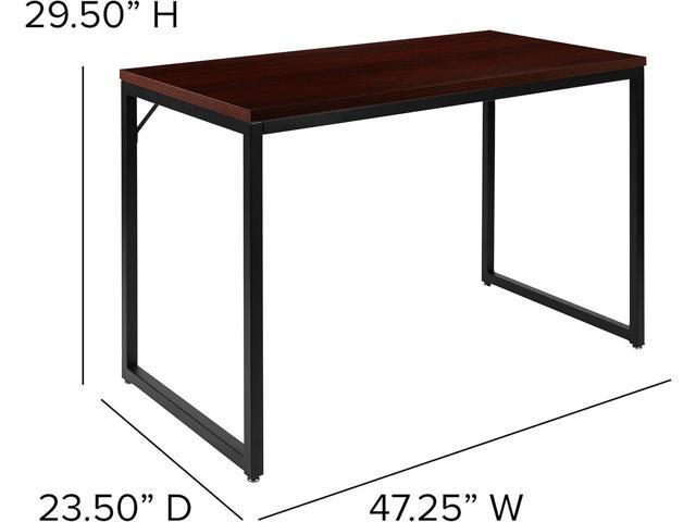 EMMA + OLIVER Industrial Modern Desk-47'L Commercial Grade Home Office Desk-Mahogany/Black