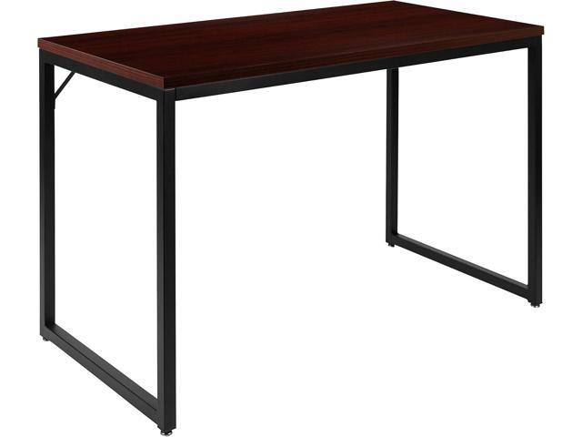 EMMA + OLIVER Industrial Modern Desk-47'L Commercial Grade Home Office Desk-Mahogany/Black