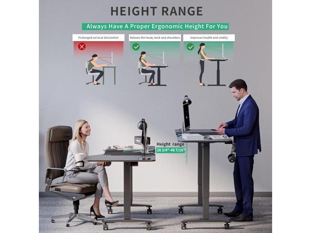 JWX Standing Adjustable Desk, 63 inches L Shaped Electric Standing Gaming Desk with Locking Wheels, Cup Holder, Headphone Hook, Cable Manager,...