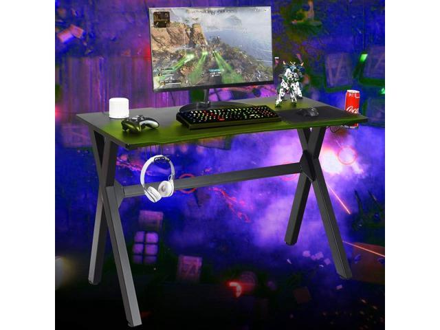 Tangkula Computer Desk Gaming Desk, Ergonomic E-Sports Desk with Cup & Headphone Holder and Mouse Pad, Gamer Workstation with Carbon Fiber Surface...