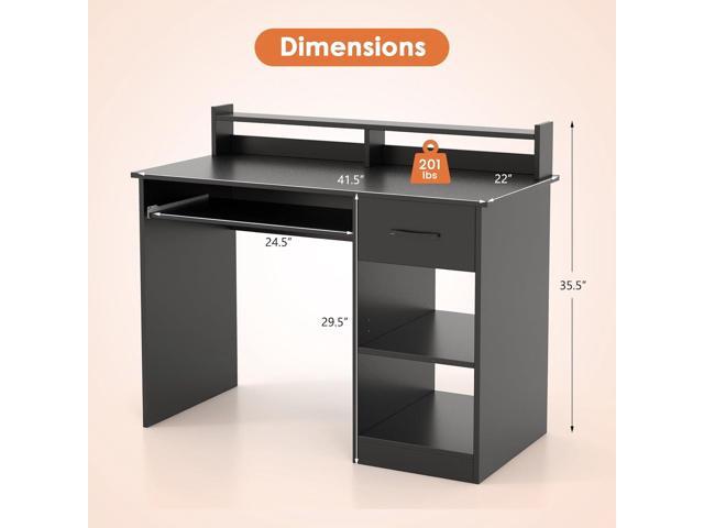 IFANNY Computer Desk, Office Desk with Drawers, Hutch, Keyboard Tray & Adjustable Shelf, Small Desk with Storage, Modern Home Office Desks, Black...