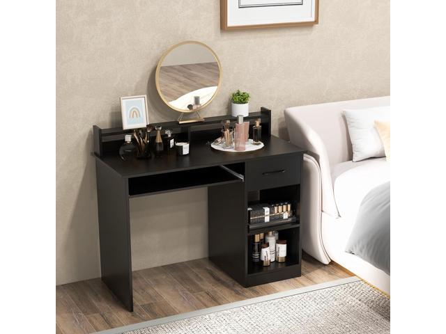 IFANNY Computer Desk, Office Desk with Drawers, Hutch, Keyboard Tray & Adjustable Shelf, Small Desk with Storage, Modern Home Office Desks, Black...