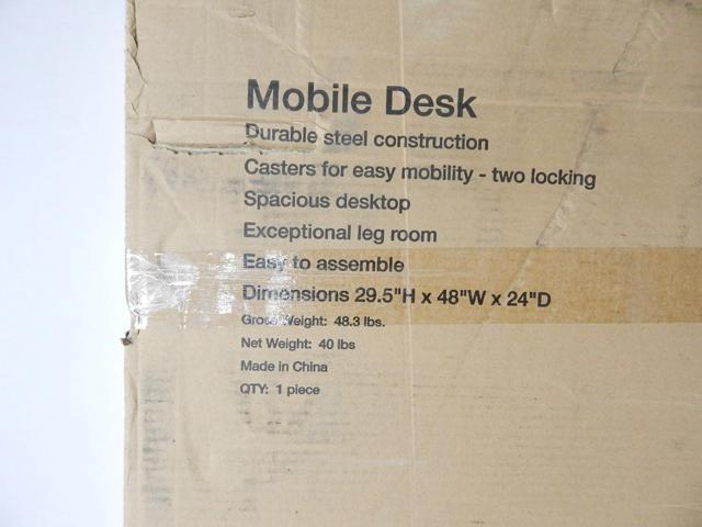 Office Dimensions 21647 Black RTA 48' Wide Mobile Metal Desk Workstation Home Office Collection