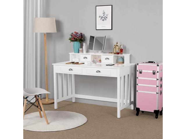 Topeakmart Computer Desk with 4 Drawers and Removable Floating Organizer, Home Office Desk Writing Studying Desk with Large Tabletop, Modern...