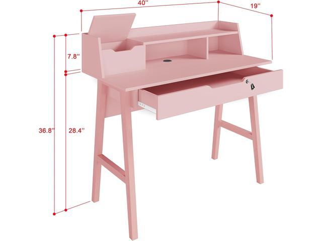 Roma Writing Desk - Elegant Wood Study Desk With Storage, Cable Holes & Drawers - Work Table for Home, Office, Dorm, Small Spaces - Compact Black...
