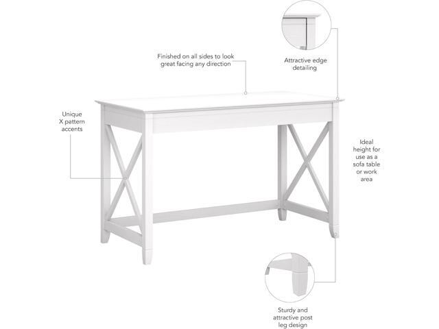 Bush Furniture Key West Collection Writing Desk Writing Table for Home Office in Pure White Oak 48W Small Modern Farmhouse Desk