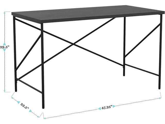 Martha Stewart Maddox Home Office Parsons Desk in Black Wood Grain with Oil Rubbed Bronze Metal X-Frame