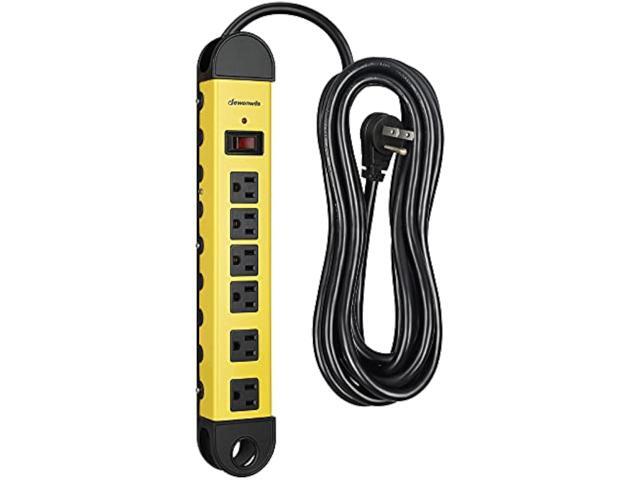 DEWENWILS Metal Power Strip, 6-Outlet Heavy Duty Surge Protector with 15FT Long Cord, 14AWG/3C, 15A Circuit Breaker, 900 Joules, Low Profile Flat...