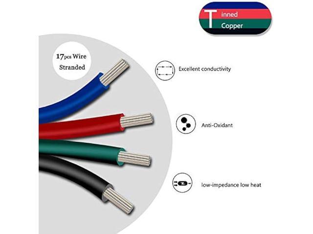 AWSOM 4 Pin RGB LED Strip Connectors 10mm Set, RGB LED Strip Extension Cable Wire, Solderless LED Connectors 10mm for 5050 3528 RGB LED Strip Lights