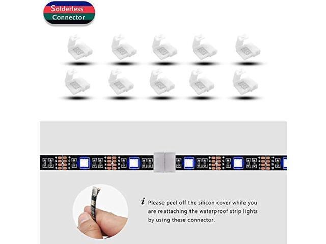 AWSOM 4 Pin RGB LED Strip Connectors 10mm Set, RGB LED Strip Extension Cable Wire, Solderless LED Connectors 10mm for 5050 3528 RGB LED Strip Lights