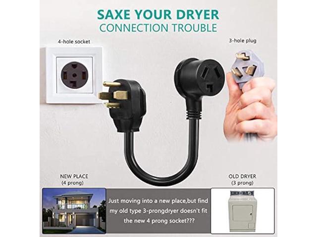 BOEEMI 4 Prong New Electric Dryer Plug Male to 3-Prong Old Dryer Receptacle Female Connector Adapter, NEMA 14-30P to 10-30R 4-Prong Dryer Outlet...