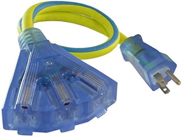 Conntek 23411-002 SJEOW 12/3 TPE All Weather Stays Flexible Tri-Outlet Extension Cord with Lighted End, 2'