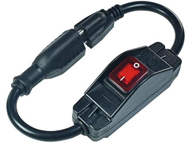 Black 3 Prong Extension Cord with Waterproof Switch14AWG Heavy Duty Short Extension Cord with RED LED On Off Switch