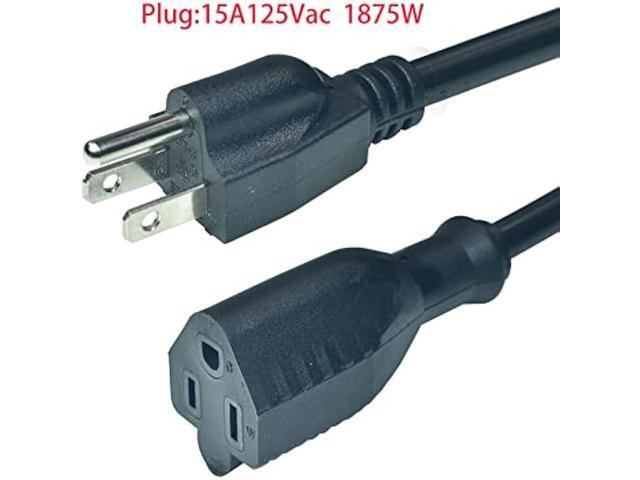 Black 3 Prong Extension Cord with Waterproof Switch14AWG Heavy Duty Short Extension Cord with RED LED On Off Switch