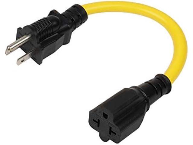4-1 12AWG Heavy Duty 15 Amp Household AC Plug to 20 Amp T Blade Adapter Cable,5-15P to 5-20R,5-15P to 6-15R,5-15P to 6-20R, AC Power Adapter, L=1FT
