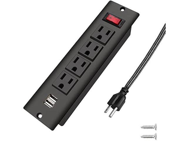 Recessed Power Strip with USB Flush Mount Power Outlet Built in Desktop Power Extension Cord Plug for Countertop Kitchen Drawer Conference Cabinet...