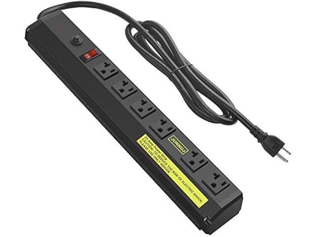 JUNNUJ Heavy Duty Metal Power Strip 20 Amp, High Amp Surge Protector 6 Outlet, 20A Power Strips Workshop Industrial Outlets Wide Spaced 6-20R...