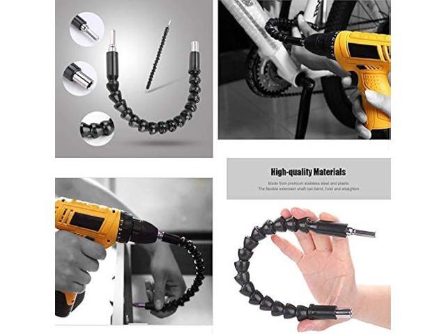 YIOYULEN Flexible Drill Bit Extension, Bendable Drill Extension11.6inch, Manual 90° Right Angle, 1/4 Flexible Extension for Drill, Adaptor Hex...
