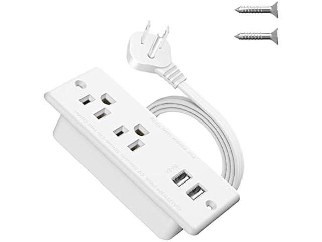 Recessed Power Strip with USB,Flat Plug Ultra Thin Extension Cord,Furniture Desktop Charging Station for Side Table,End Table,Flush-Mount Desk...