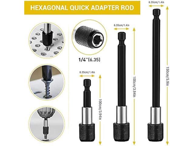 Flexible Drill Bit Extension Set, 105° Right Angle Drill Attachment, 1/4 3/8 1/2 Hex Shank Impact Driver Socket Adapter Rotatable Socket, Bendable...