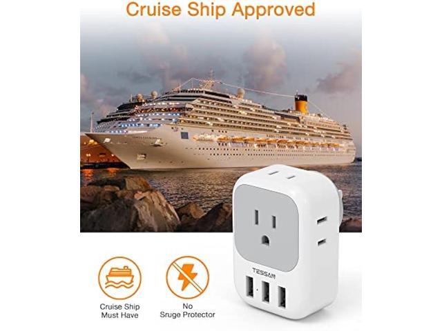 Multi Plug Outlet Extender with USB, TESSAN Electrical 4 Box Splitter 3 USB Wall Charger, Multiple Charging Station for Cruise, Travel, Office,...
