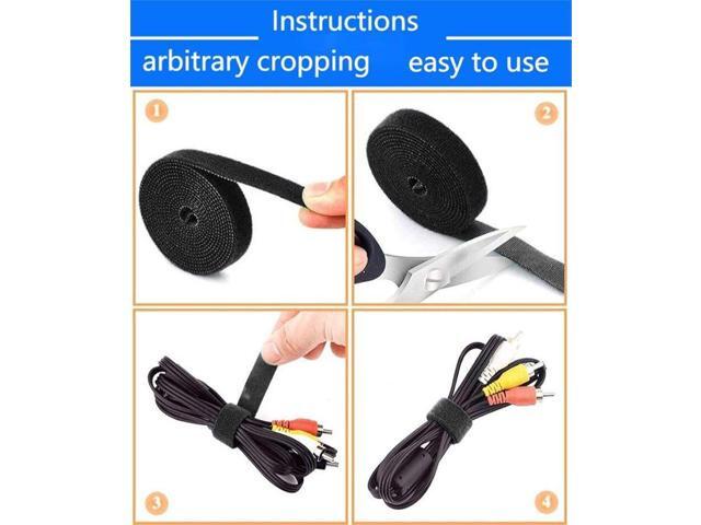 164ft x 1/2inch Hook Loop Cable Ties - BSELEYY Fastening Reusable Straps Double-Sided Self Gripping Fastener Cable Management Tape for Home,Office,...
