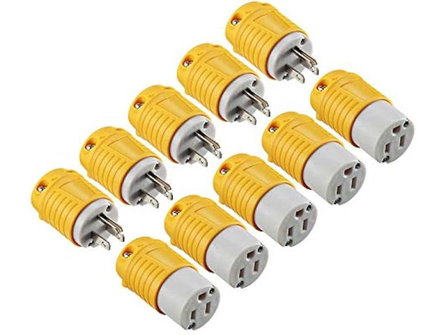 Miady Extension Cord Ends Male and Female, 15 Amp 125 Volt Heavy Duty Replacement Plug & Connector Set, Straight Blade Plug Grounding Type/ETL...