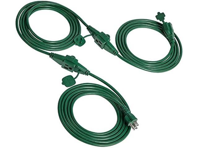 Suraielec 25 FT Outdoor Extension Cord with Multiple Outlets, 3 Outlet Multi Plug Power Cord, 16/3 Gauge SJTW, Weatherproof for Landscape,...