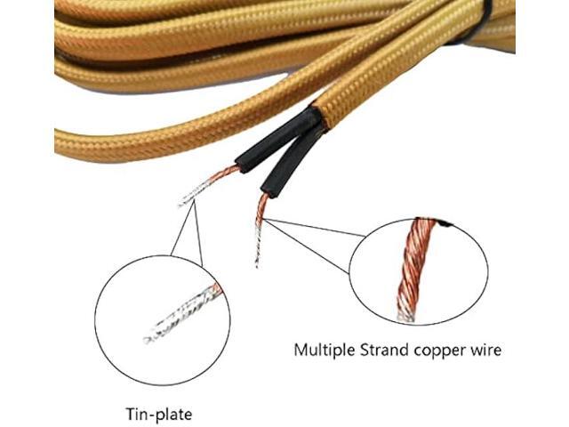 Hyamass 2Pcs Lamp Cord Flat Plug, Rayon Cloth Covered Electric Lamp Cord with Polarized End Plug, Wire Appliance and Power Tool Cord, Stripped Ends...