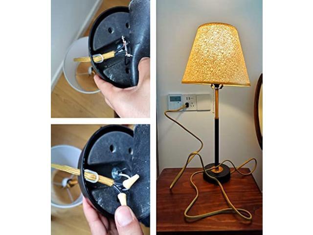 Hyamass 2Pcs Lamp Cord Flat Plug, Rayon Cloth Covered Electric Lamp Cord with Polarized End Plug, Wire Appliance and Power Tool Cord, Stripped Ends...