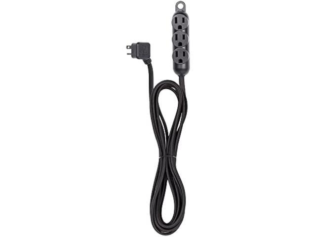 Globe Electric 22785 Designer Series 12ft Fabric Extension Cord, 3 Grounded Outlets, Right Angle Plug, 125-Volts, Integrated Hanging Hook, Black...
