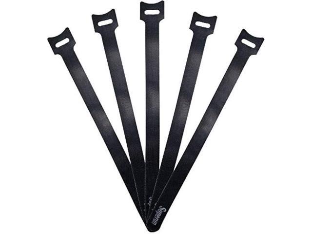 Superun 50 Pcs Black 10 Inch Fastening Cable Ties Reusable Cord Organizer, Adjustable Hook and Loop Wire Wrap Cable Management