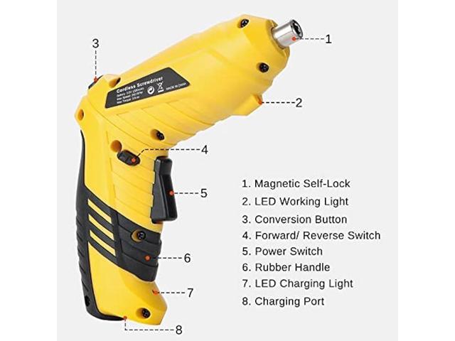 SainSmart Cordless Electric Screwdriver with Rechargeable 3.6v Lithium Battery and 1/4 Hex Chuck, Includes 45pcs Bits, 1 Extension Rod and 1 USB Cable