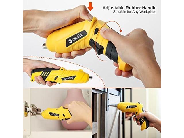 SainSmart Cordless Electric Screwdriver with Rechargeable 3.6v Lithium Battery and 1/4 Hex Chuck, Includes 45pcs Bits, 1 Extension Rod and 1 USB Cable