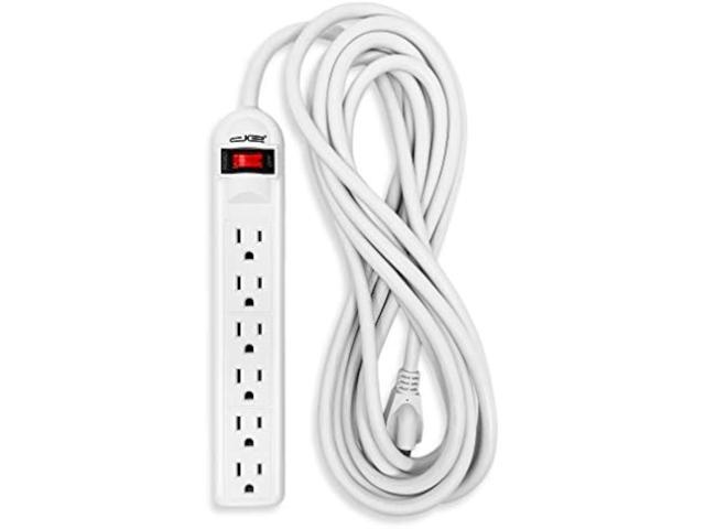 15 Ft 6 Outlet Surge Protector Power Strip: Multiple Electrical Outlet Safety Circuit Breaker has 15 Foot Long Extension Cord, Lighted On Off...