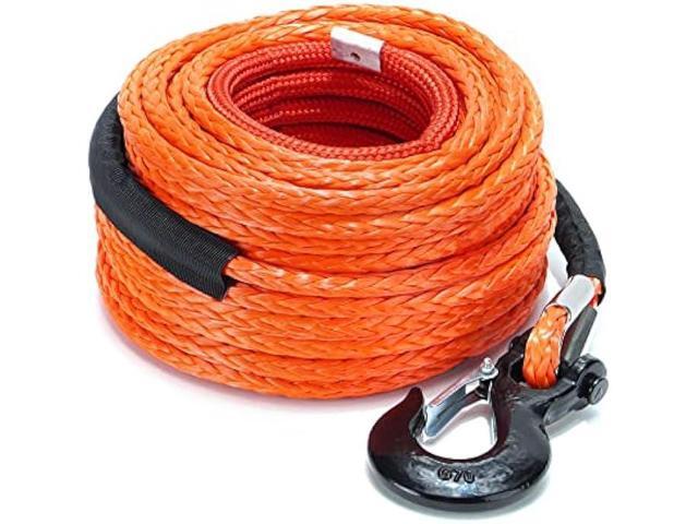 SPARKWHIZ Synthetic Winch Rope Cable Kit: 1/2 x 100 ft 32000lbs Winch Line Cable with Protective Sleeve + Winch Hook for 4WD Off Road Vehicle Truck...