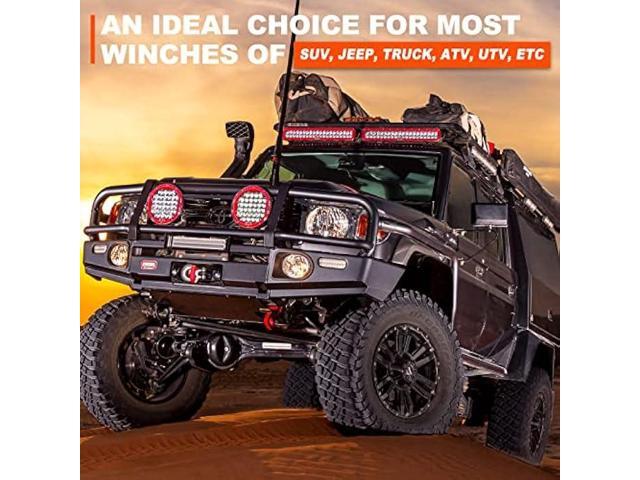 SPARKWHIZ Synthetic Winch Rope Cable Kit: 1/2 x 100 ft 32000lbs Winch Line Cable with Protective Sleeve + Winch Hook for 4WD Off Road Vehicle Truck...
