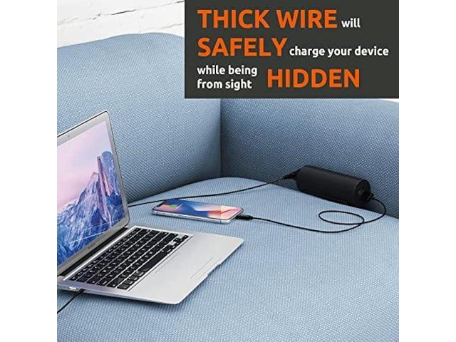Link2Home Sofa Socket, 10ft Extension Cord, 1 Outlet, 2 Ports, 3.1A USB, with Low Profile Plug, Light Grey