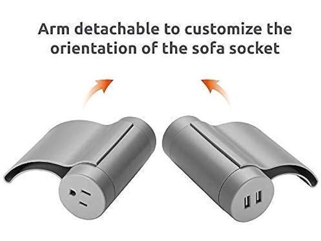 Link2Home Sofa Socket, 10ft Extension Cord, 1 Outlet, 2 Ports, 3.1A USB, with Low Profile Plug, Light Grey