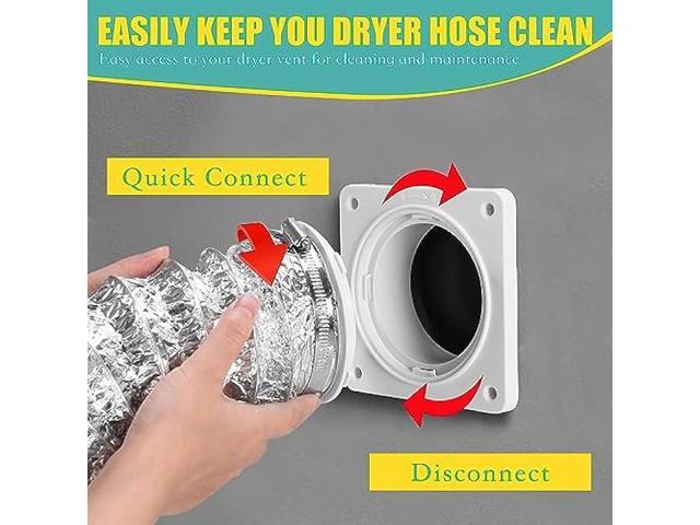 VIWINVELA Dryer Vent Wall Plate Quick Connector Snap to Vent Dryer Dock Connector Kit Fits 4 Inch Hose (Dryer Vent Connector)