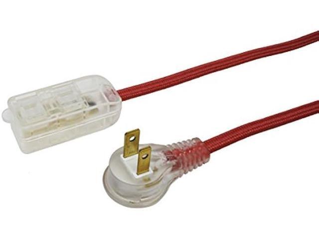 Woods 64600701 Decor Series 8-Foot Fabric Braided Indoor Extension Cord with Lighted Ends, 3 Polarized 2-Prong Outlets, Right Angle Plug, 125...