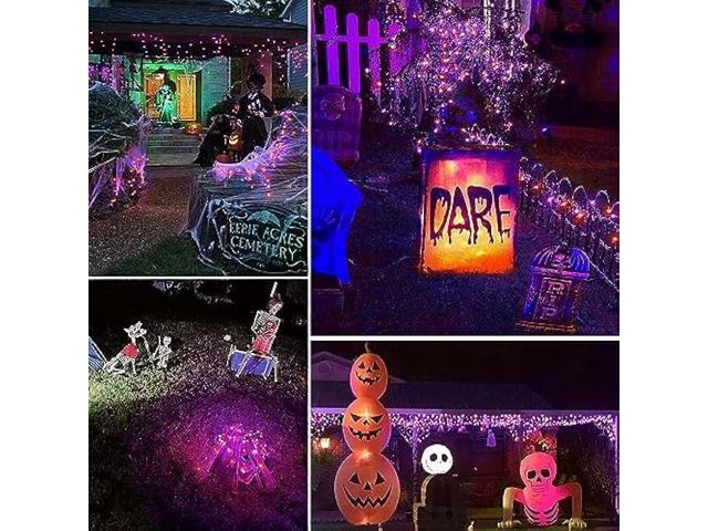 Orange and Purple Solar Halloween Lights Outdoor Waterproof, 4-Pack 180 FT 320 LED Solar String Lights Black Wire 8 Modes Solar Fairy Twinkle...