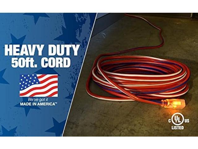 Southwire 02548-USA1 50-Foot Contractor Grade 12/3 with Lighted End American Made Extension Cord