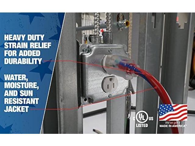Southwire 02548-USA1 50-Foot Contractor Grade 12/3 with Lighted End American Made Extension Cord