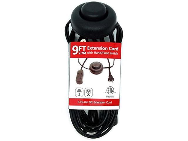 Beszin 9Ft. 3-Outlet 2 Prong Extension Cord with Foot Switch Power Tab