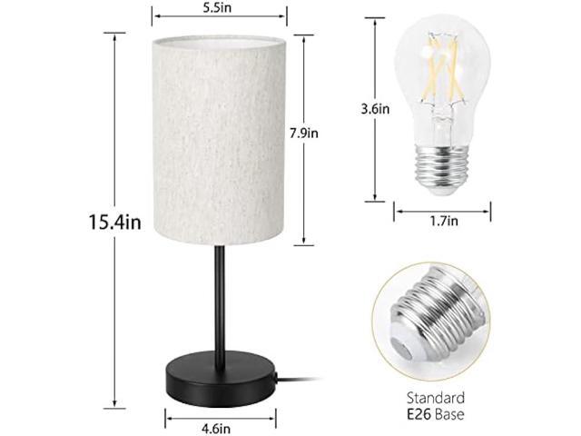 RISLG Small Table Lamp for Bedroom, Bedside Lamps for Nightstand with Wire Switch, Minimalist Modern Desk Lamps with Linen Fabric Shade for Kids...