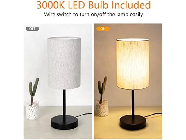 RISLG Small Table Lamp for Bedroom, Bedside Lamps for Nightstand with Wire Switch, Minimalist Modern Desk Lamps with Linen Fabric Shade for Kids...