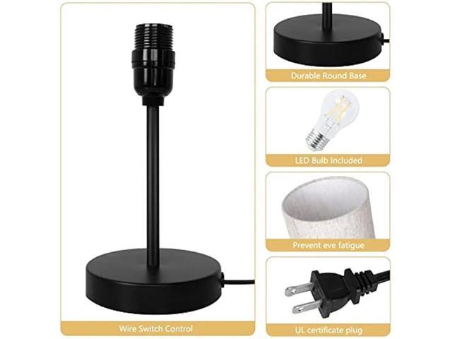 RISLG Small Table Lamp for Bedroom, Bedside Lamps for Nightstand with Wire Switch, Minimalist Modern Desk Lamps with Linen Fabric Shade for Kids...
